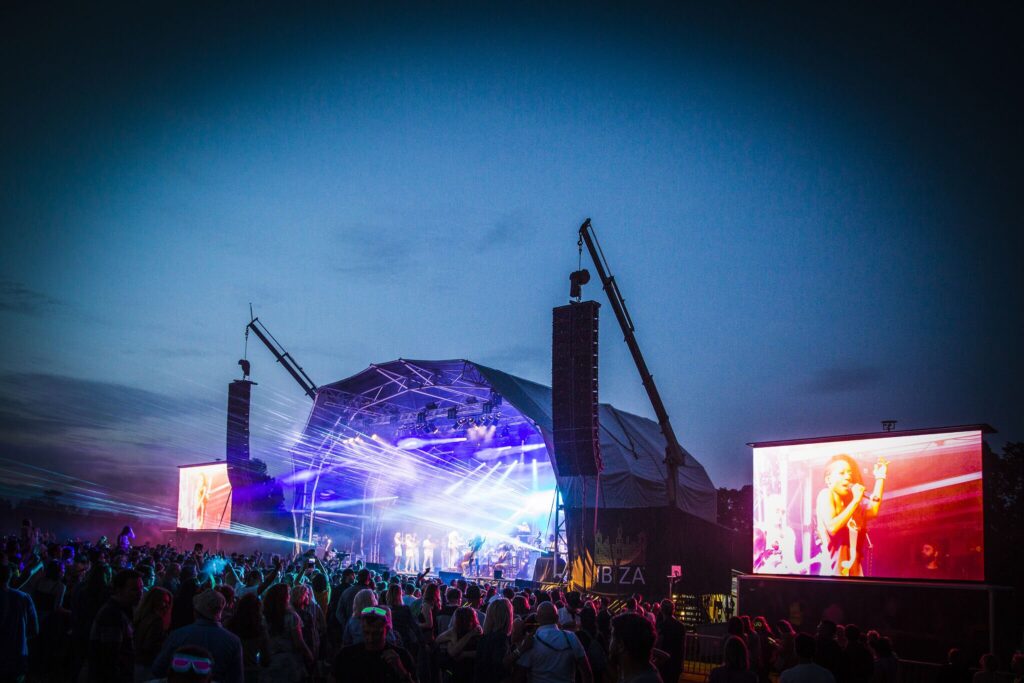 The newly refurbished Mobile Orbit stage looking great at Classic Ibiza, Bowood House.