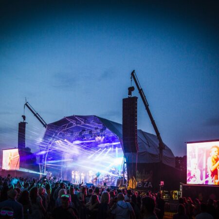 The newly refurbished Mobile Orbit stage looking great at Classic Ibiza, Bowood House.