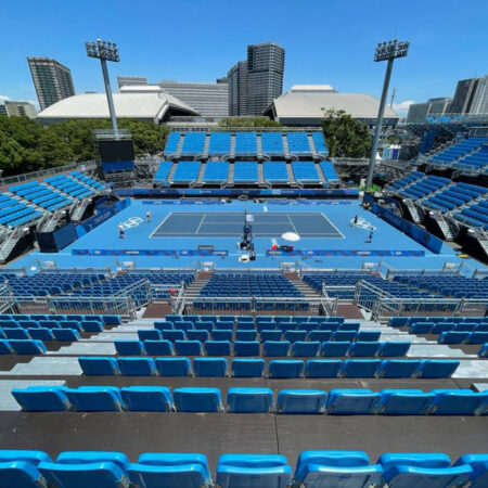 Temporary grandstands for Tokyo 2020.