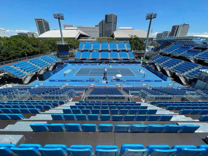 Temporary grandstands for Tokyo 2020.